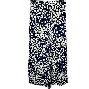 MISA LA XS Cottage Boho Blue White Dotted Wide Leg High‎ Rise Crop Pants Women's
